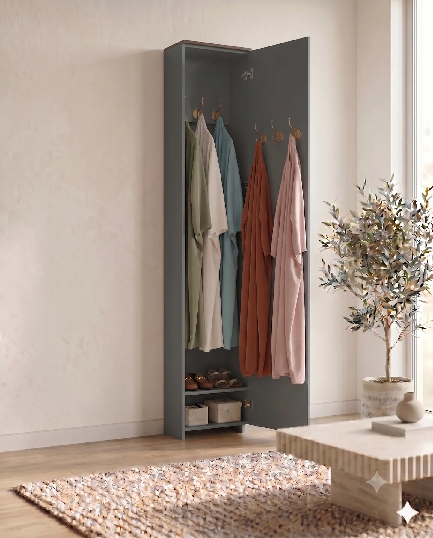 meuble Séléna variante avec patères pour Aayas couleur gris