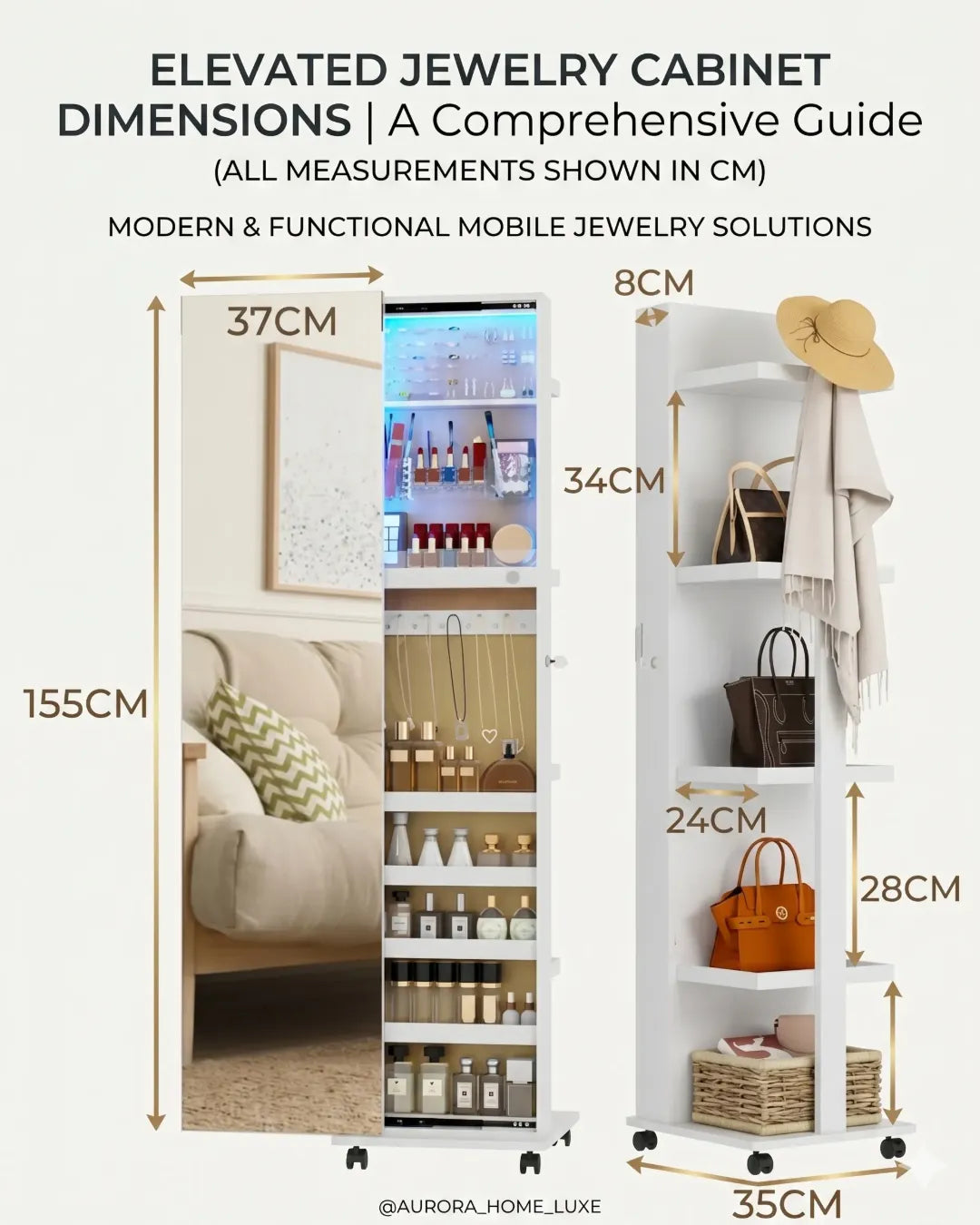 armoire à bijoux modèle Stella dimensions