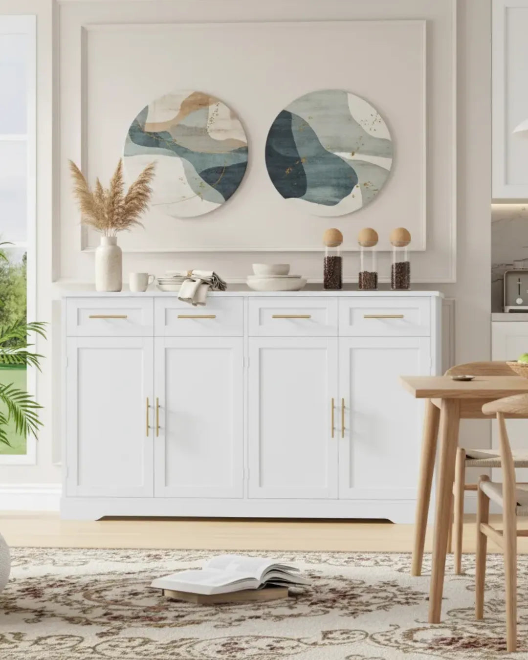 armoire buffet modèle Atlas couleur blanc dans un salon