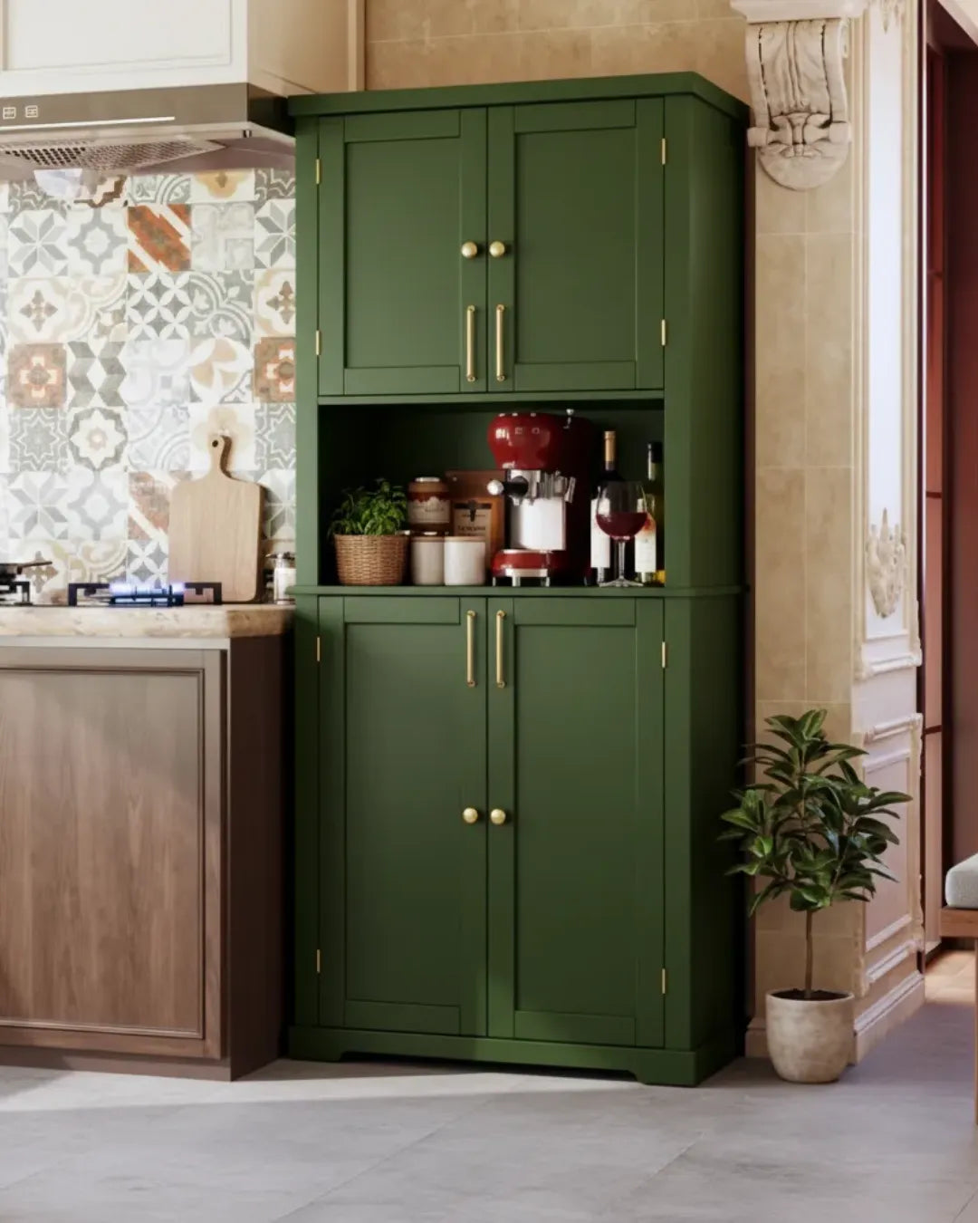 armoire buffet modèle Augustine couleur vert dans une cuisine
