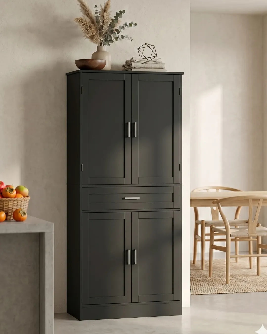 armoire buffet modèle Céleste couleur gris  dans un salon