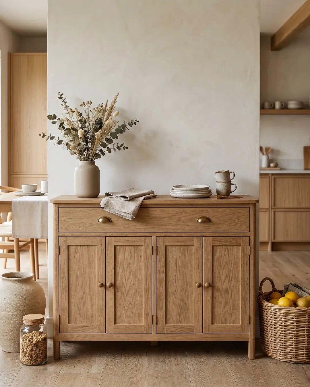 armoire buffet modèle Clara couleur chêne  dans une cuisine