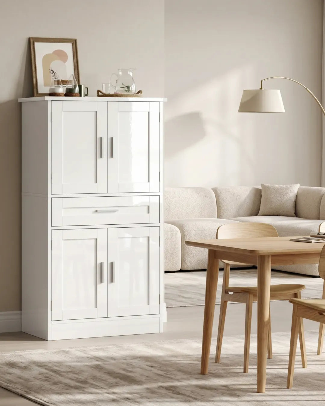 armoire buffet modèle Farmhouse couleur blanc dans une cuisine