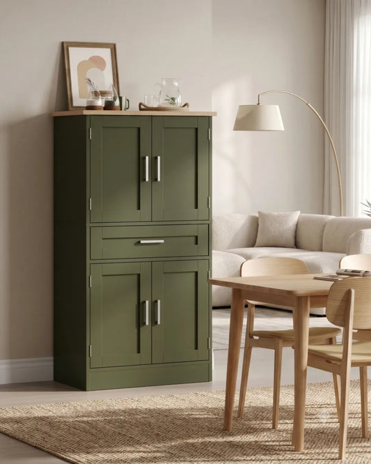 armoire buffet modèle Farmhouse couleur vert dans un salon