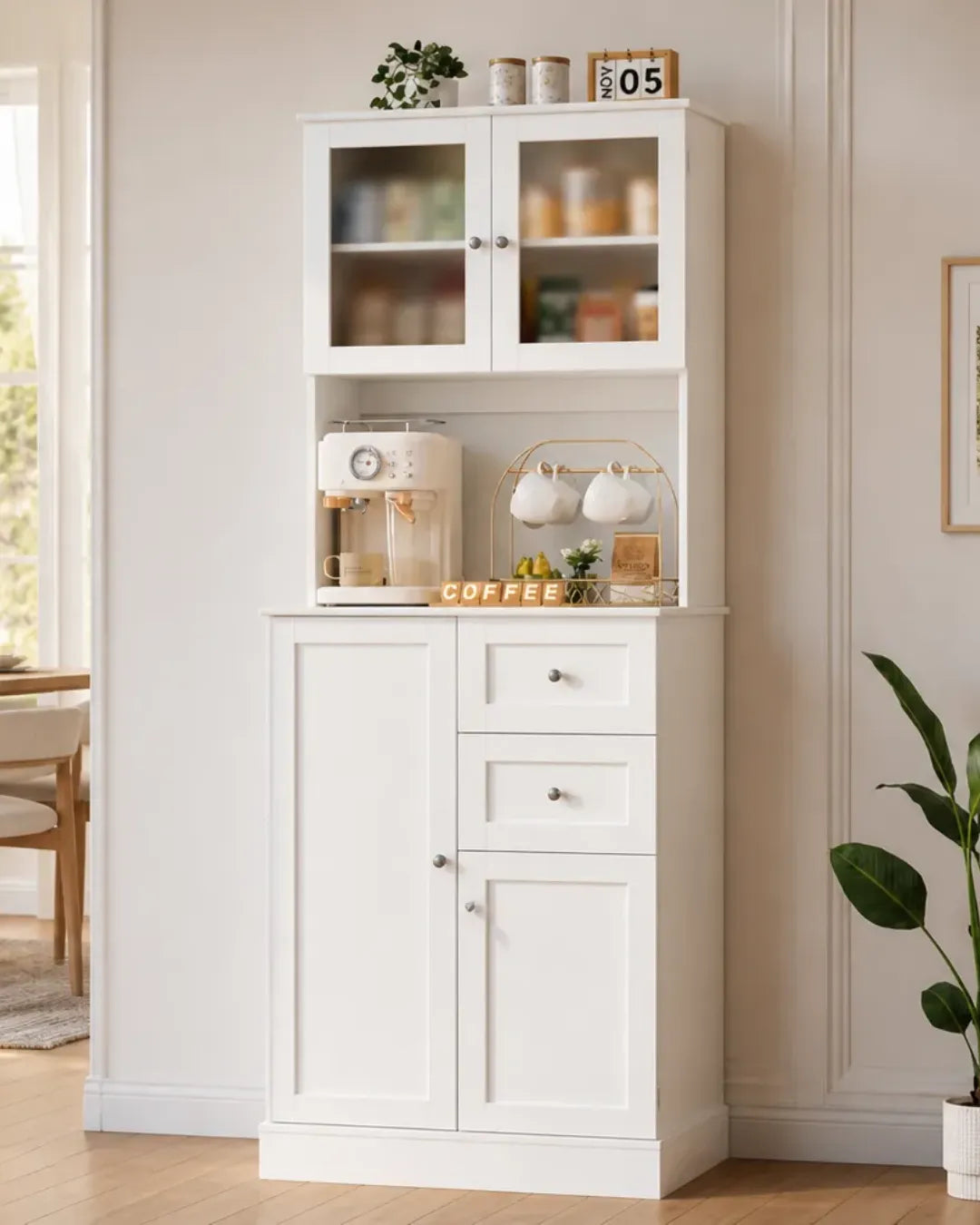 armoire buffet modèle Margot couleur blanc dans un salon 