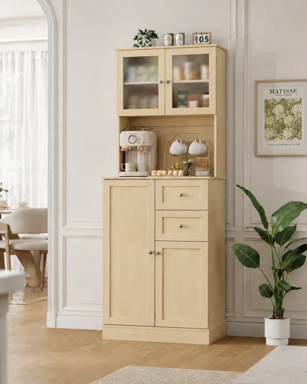 armoire buffet modèle Margot couleur chêne dans un salon