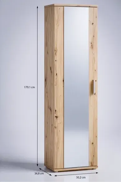 Nina – Armoire de Rangement Multifonction 180cm avec Miroir Pleine Longueur et Étagères Réglables ,mesures
