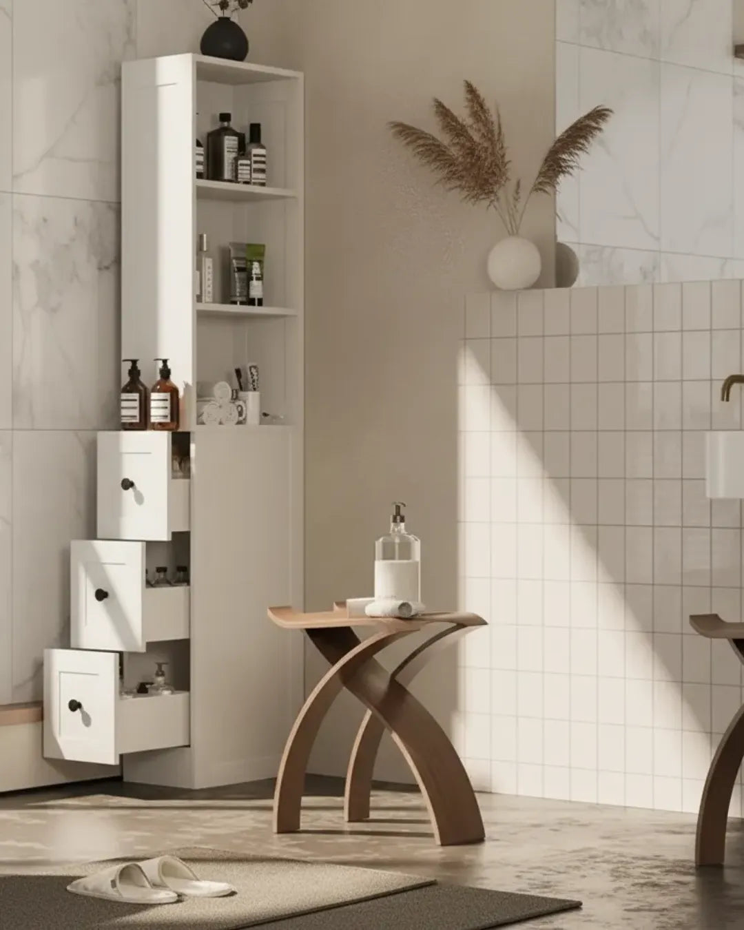 armoire de rangement pour salle de bain modèle Come couleur blanc
