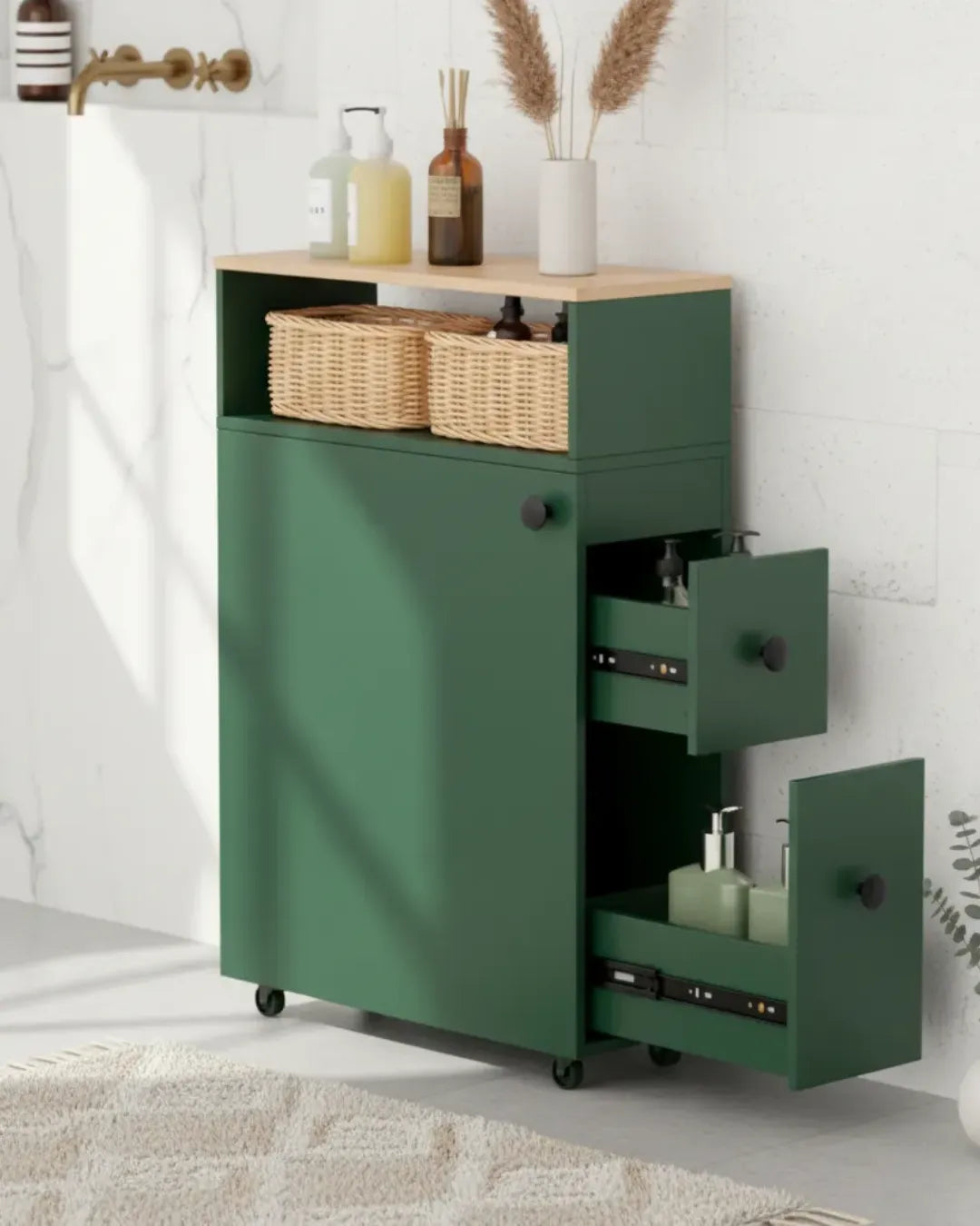 armoire de rangement pour salle de bain et toilette modèle Oasis couleur vert