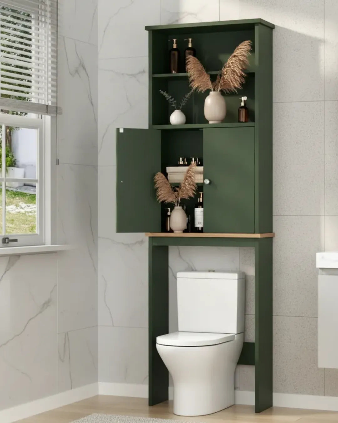armoire de rangement pour salle de bains et toilettes modèle Iris couleur vert