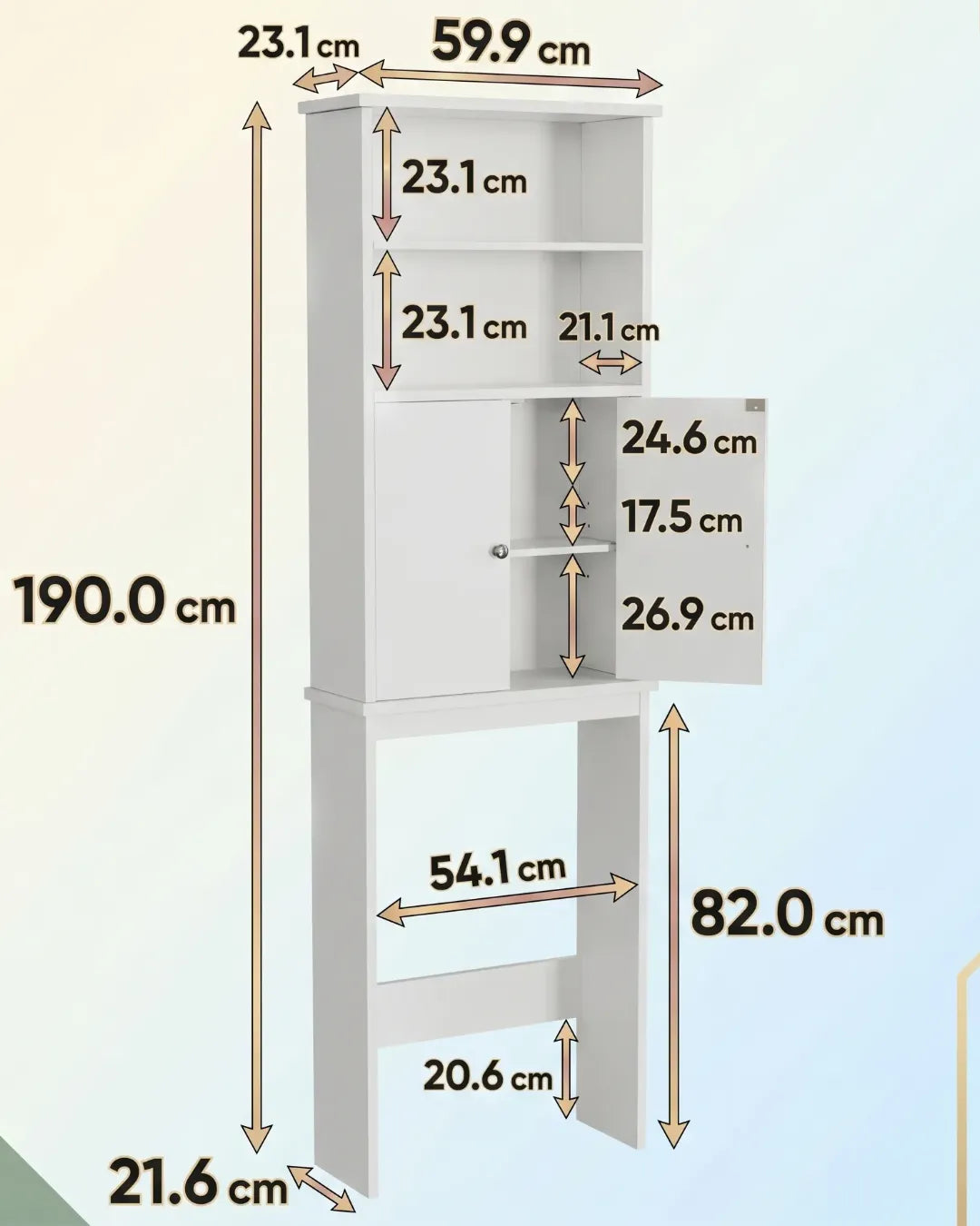 armoire de rangement pour toilette et salle de bains modèle Iris mesures et dimensions