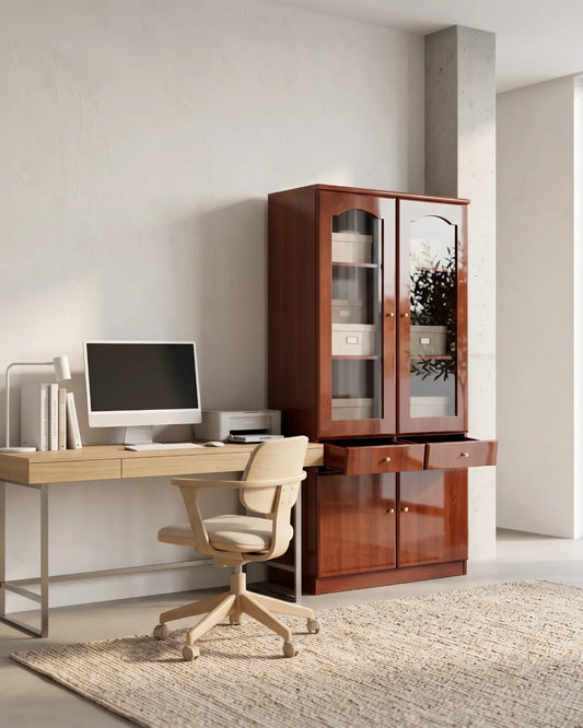 armoire de rangement type Sienna , couleur acajou ,version rangement bureau