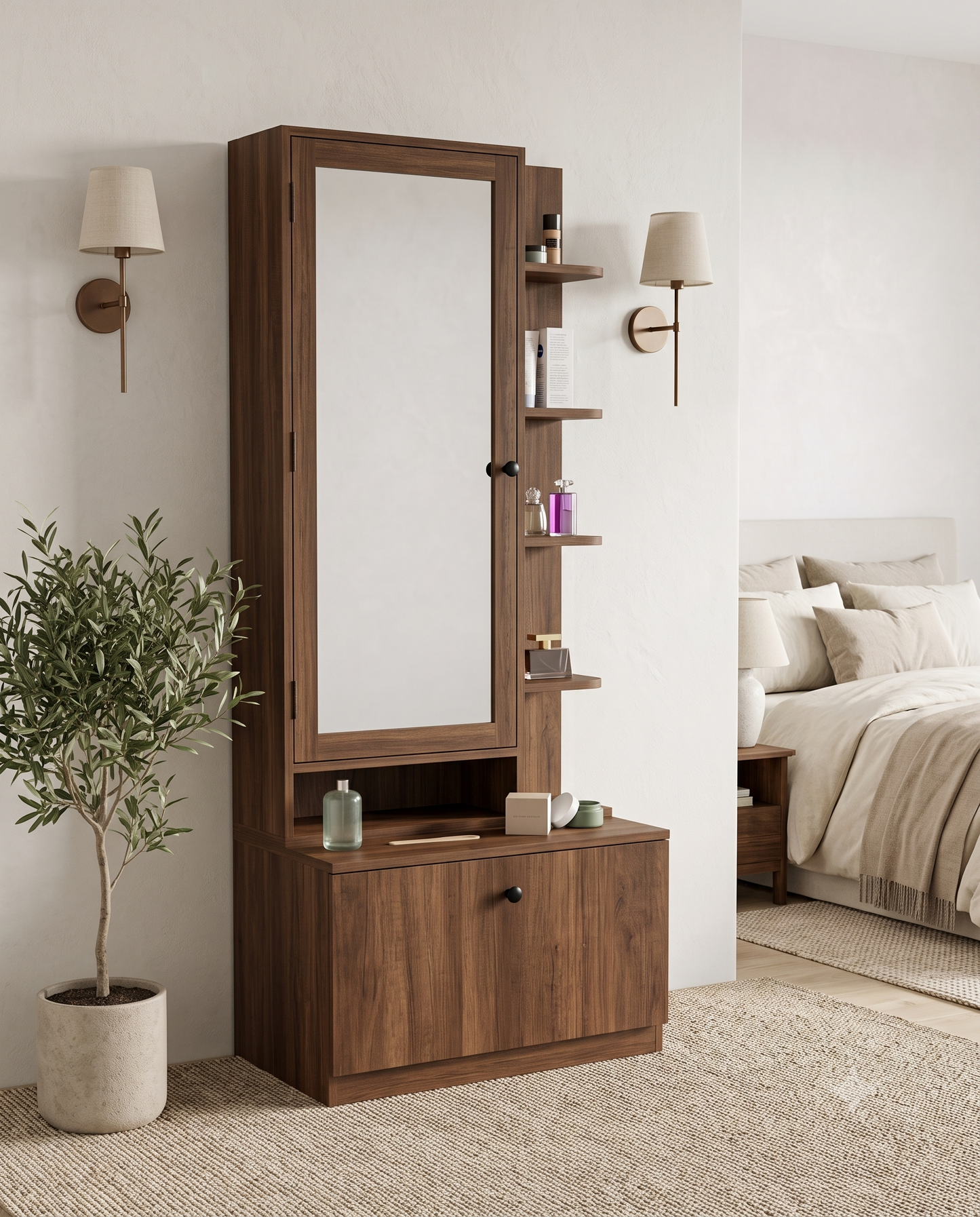 armoire et coiffeuse modèle Aura couleur noyer