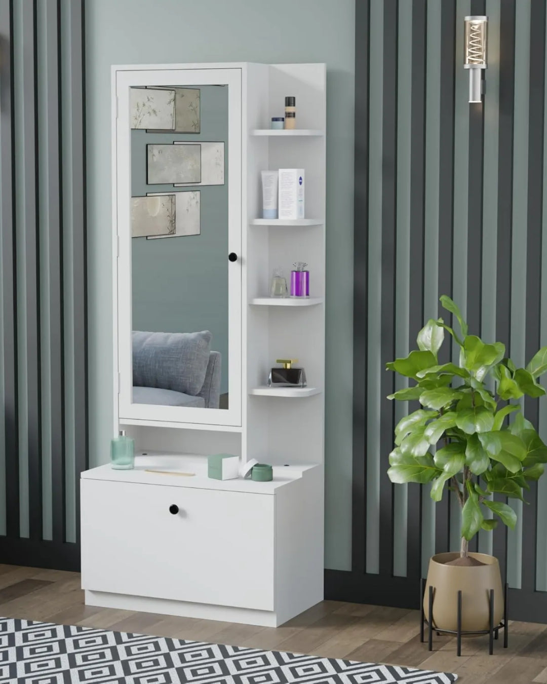 armoire et coiffeuse modèle Aura couleur blanc