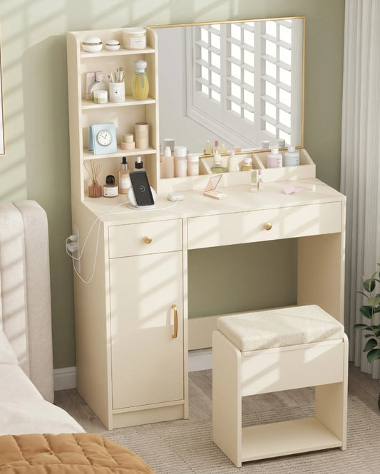 coiffeuse modèle Bella couleur vanille dans une chambre