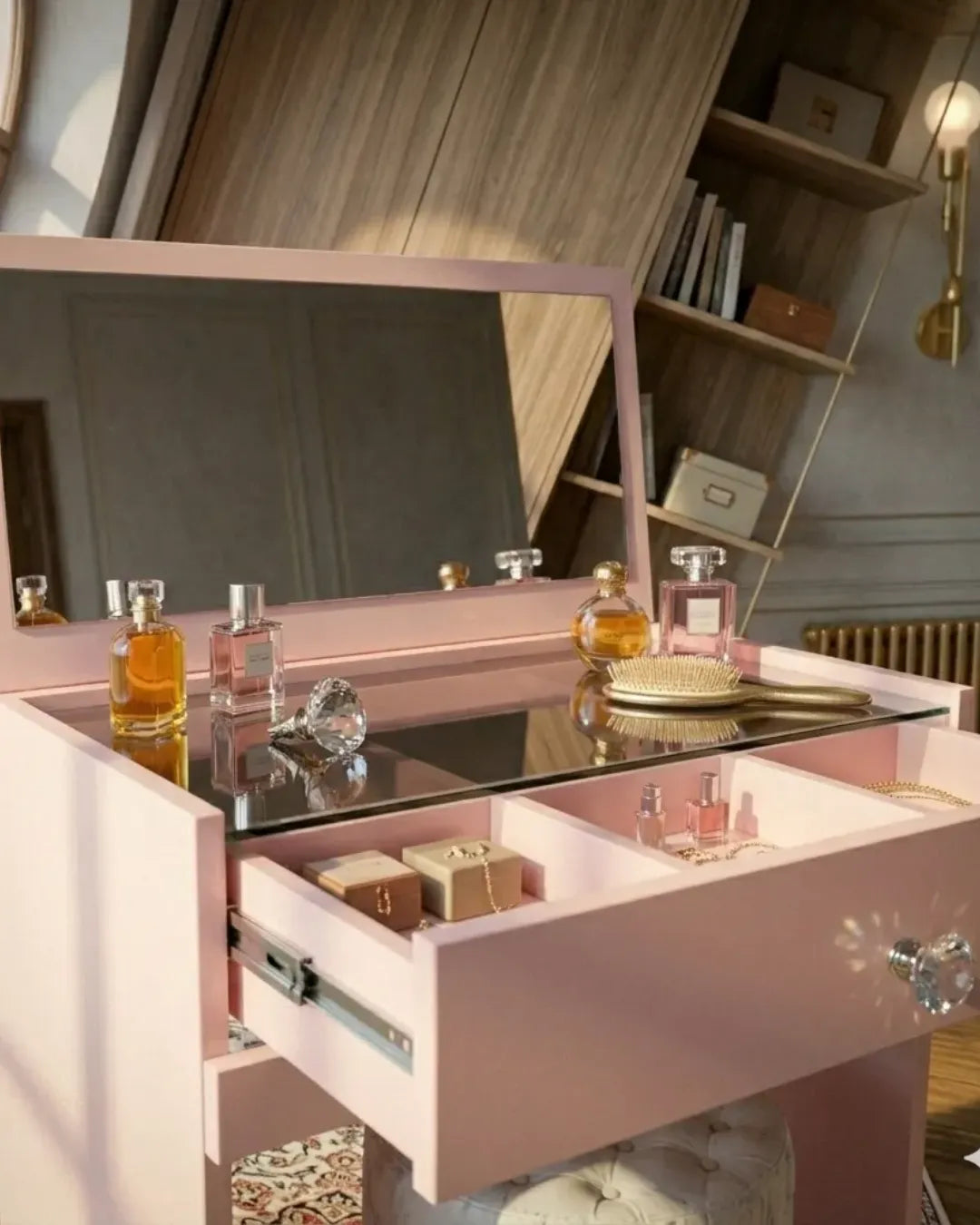 coiffeuse modèle Cleo vue de prés en mode ouverte