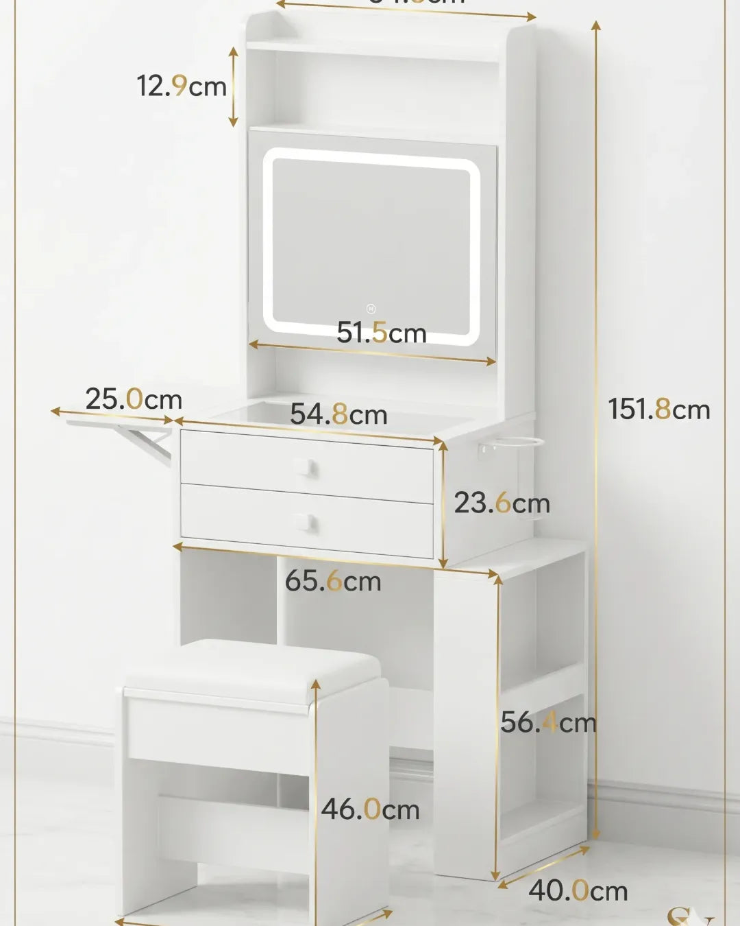 coiffeuse modèle Lumina dimensions