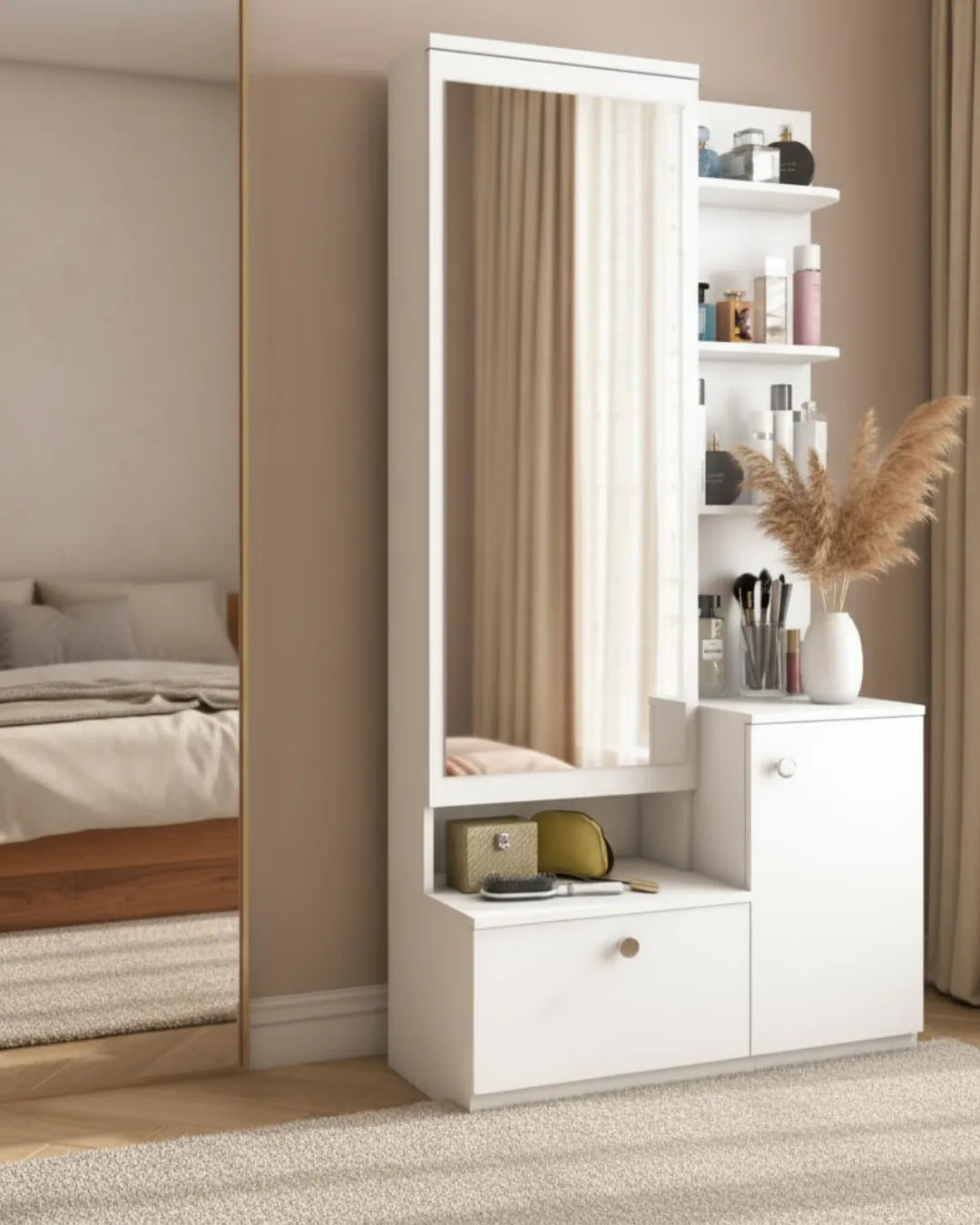 coiffeuse avec miroir modèle Silhouette couleur blanc