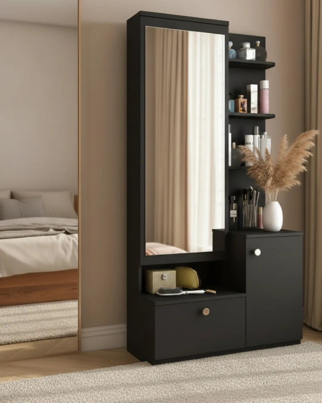 coiffeuse avec miroir modèle Silhouette couleur noir