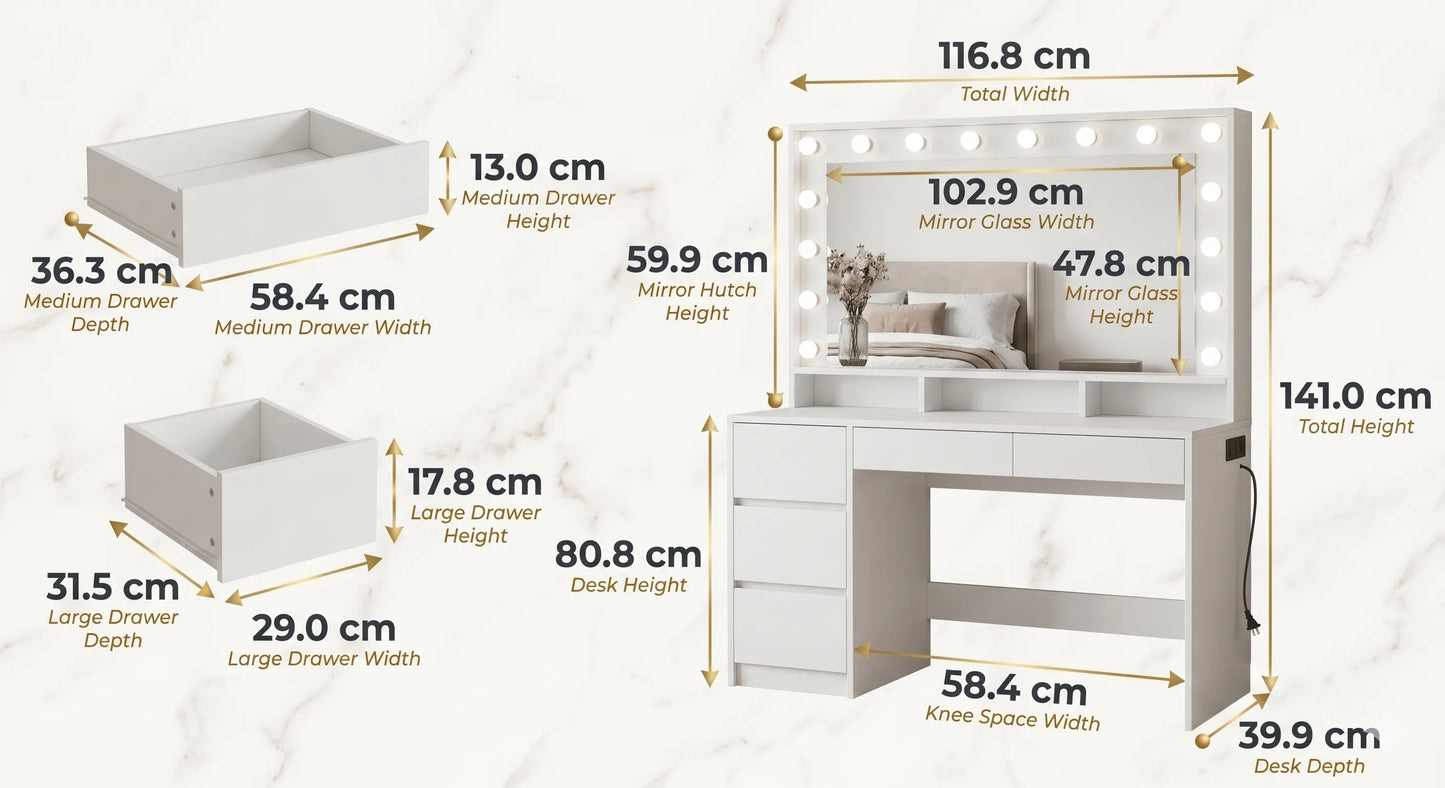 coiffeuse modèle Victoria dimensions