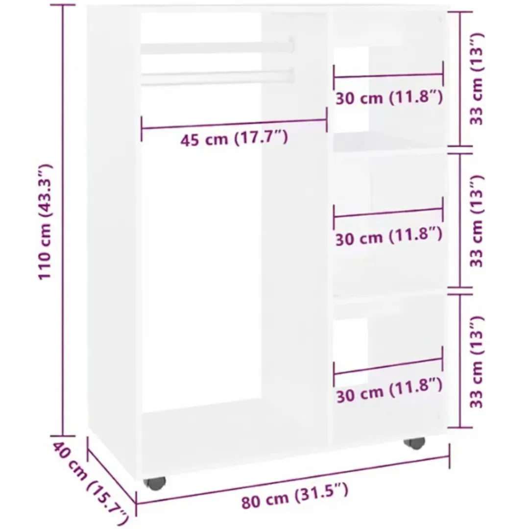 armoire penderie  modèle Léon mesures et dimensions