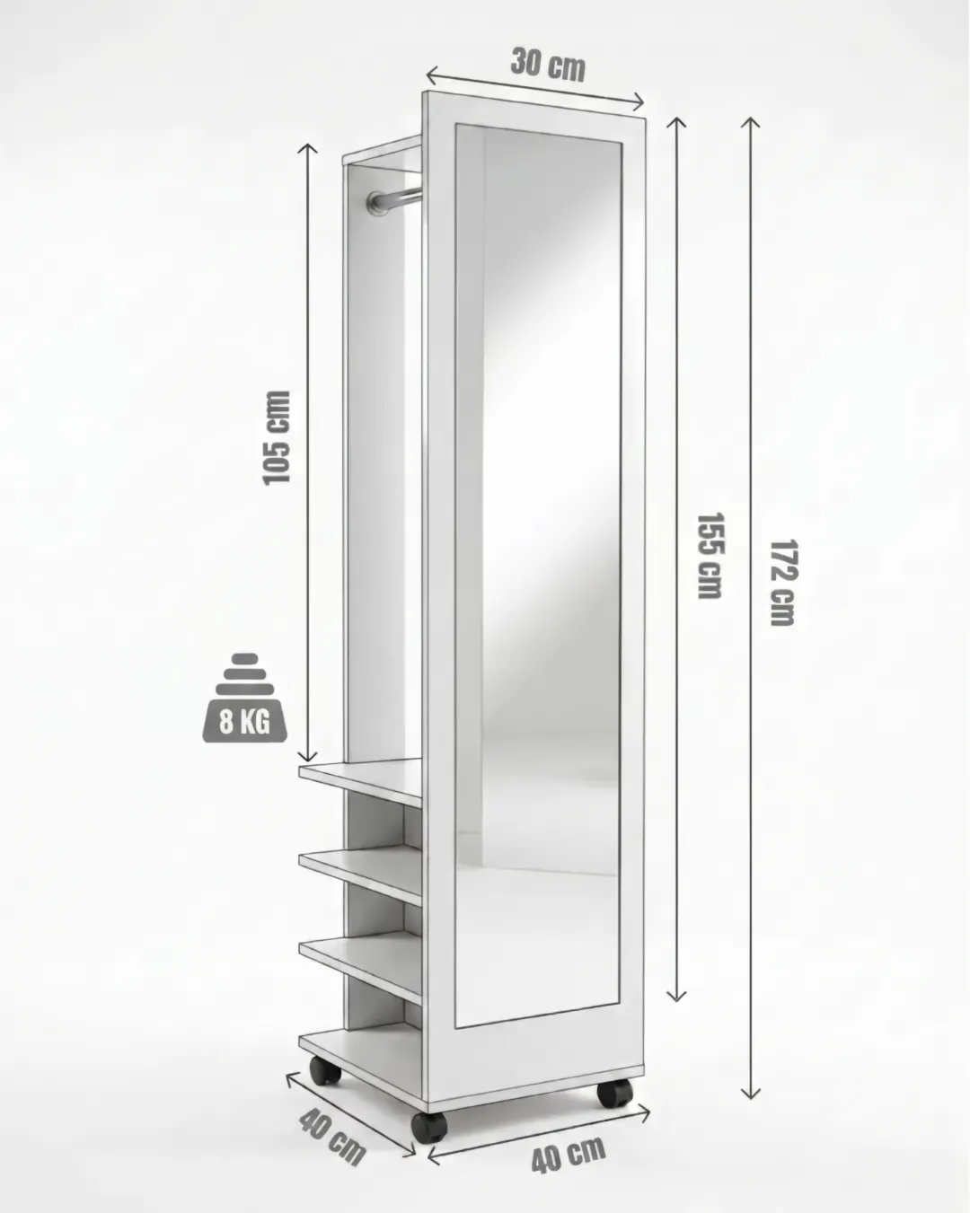 miroir  modèle Valeria dimensions