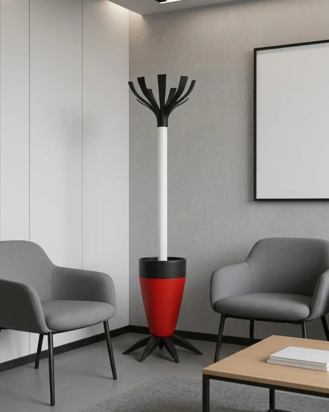 porte manteau Welcome,orange, dans une attente type clinique