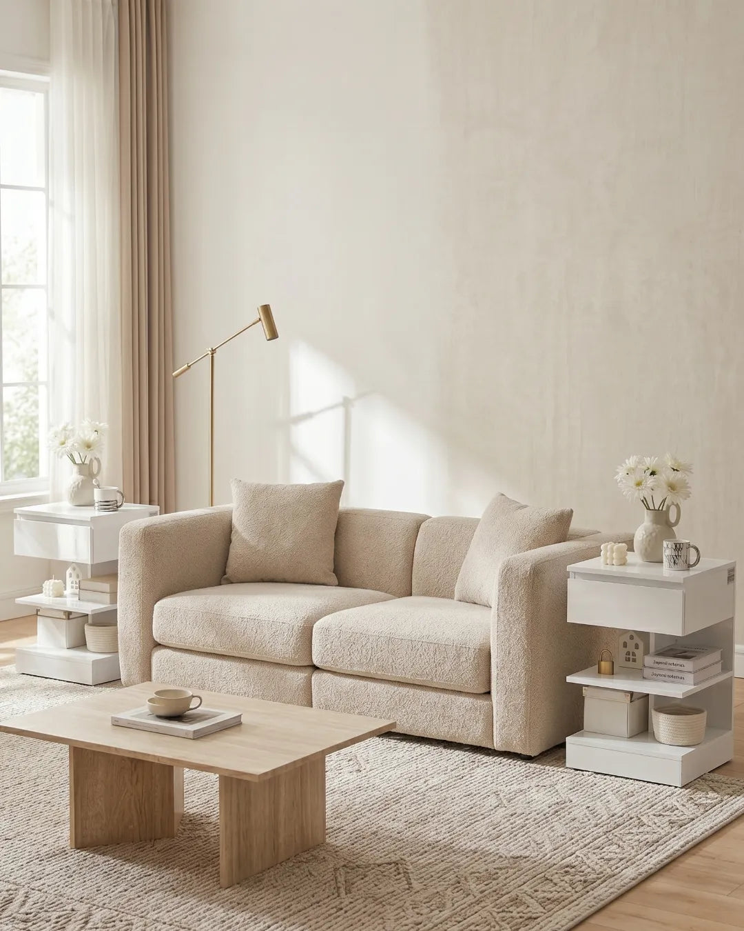 table d'appoint pour salon Luna  en  MDF couleur blanc 