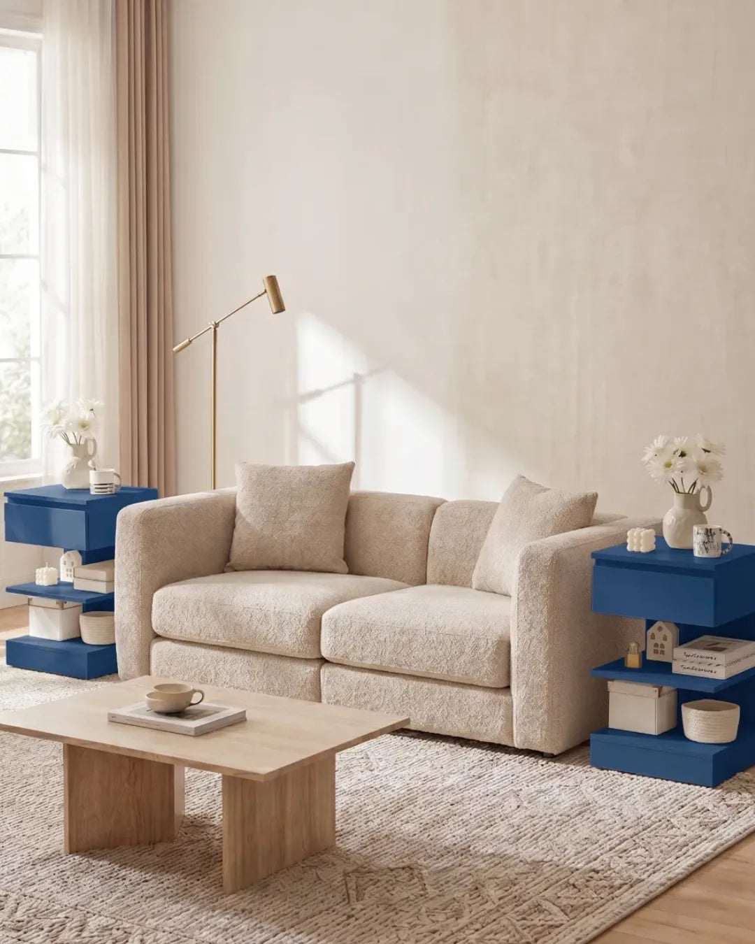 table d'appoint pour salon Luna en MDF couleur bleu marine