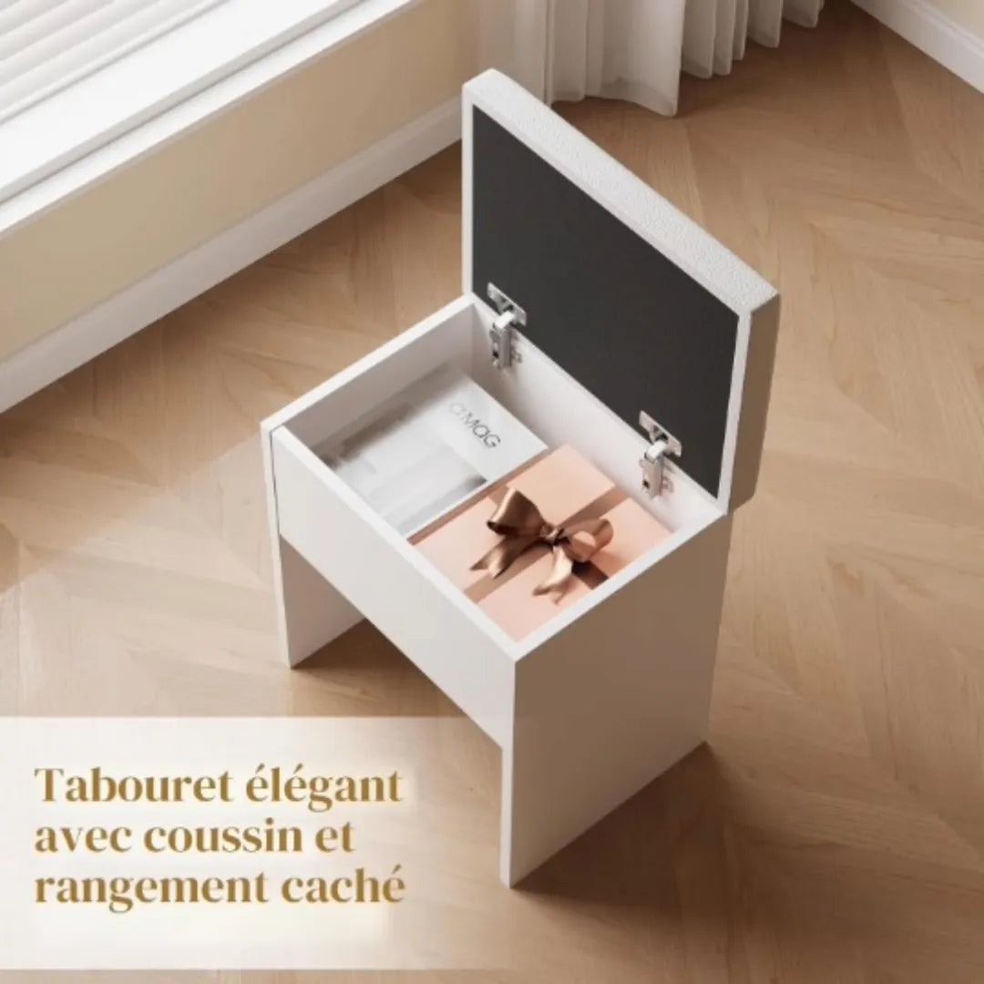 tabouret pour coiffeuse avec rangement caché